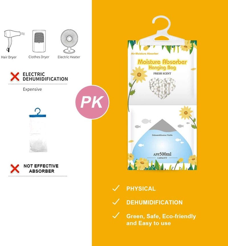 CANAGER Hanging Moisture Absorber, Fresh Scent Moistureproof Desiccant Hanging Bag，Dehumidifier Bag (8 packs) Hanging Closet Dehumidifier Bags, Moisture Absorb 12.5 oz - Image 3